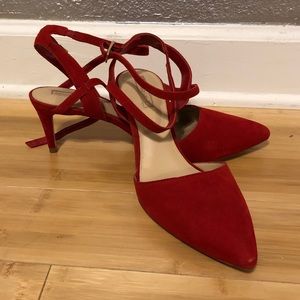 Red strappy low heel